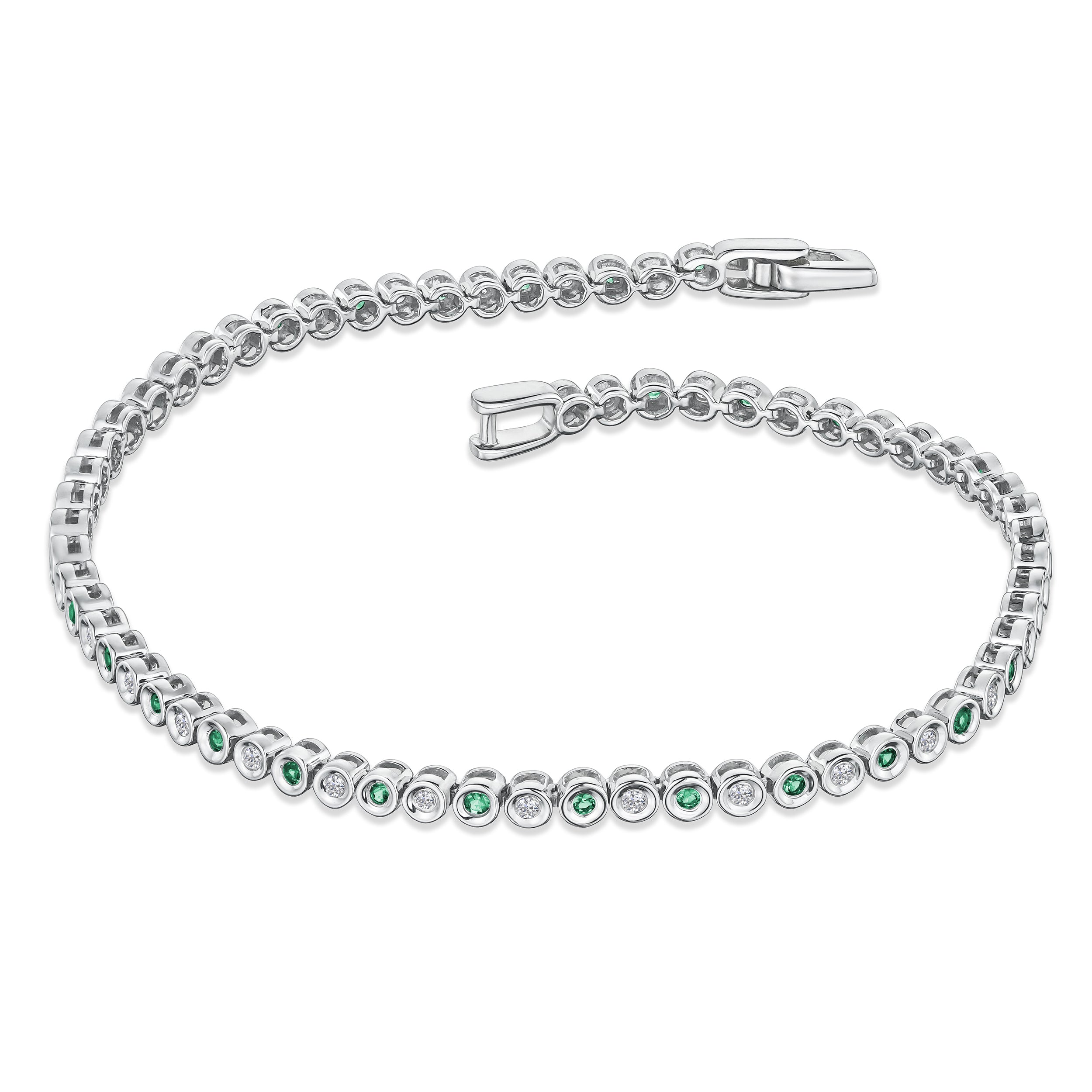 0.27ct Emerald and 0.35ct Lab Diamond Bracelet in 925 Sterling Silver